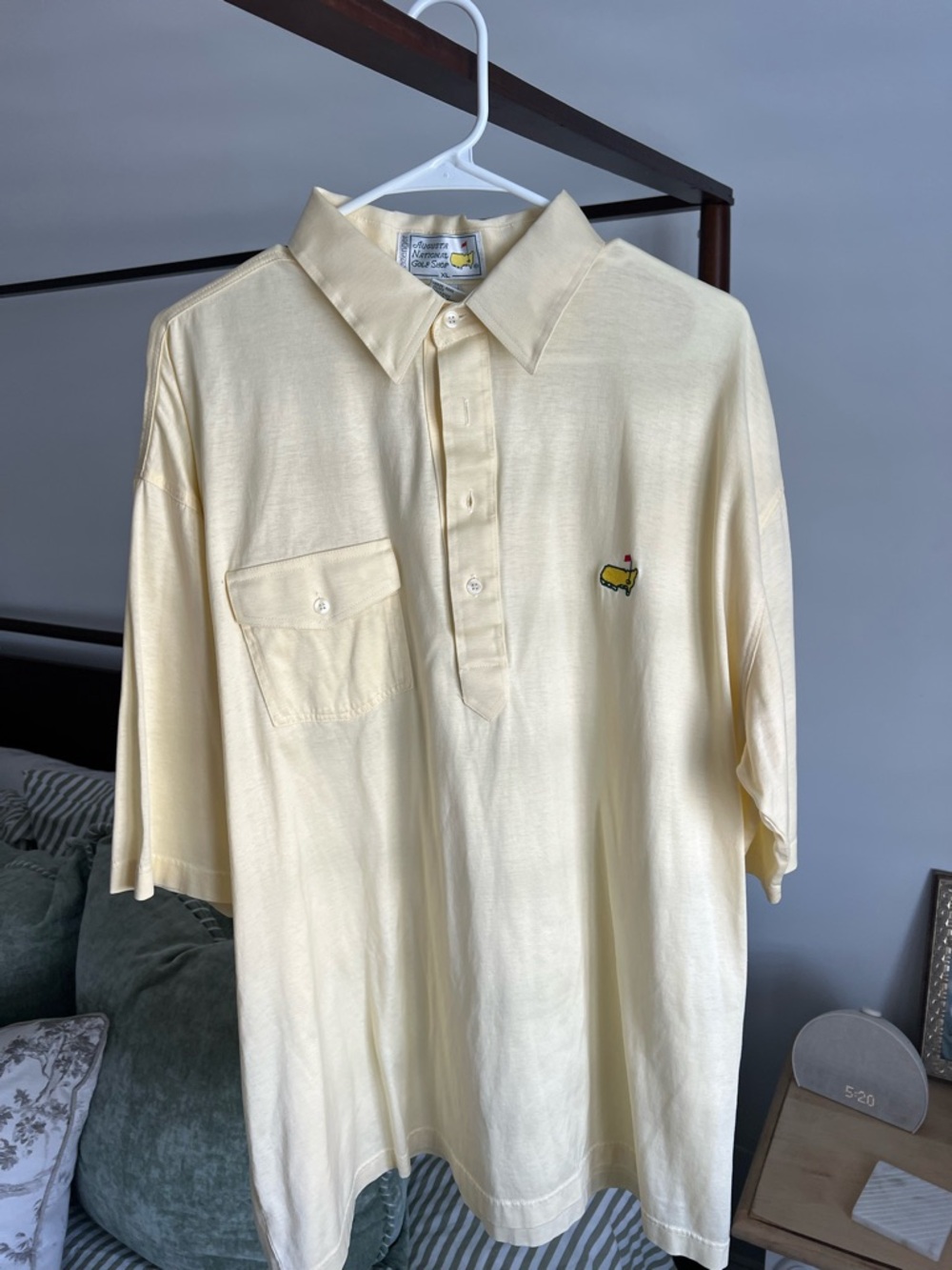 Vintage Arnold Palmer Style Masters Pale Yellow Short Sleeve Polo with Pocket